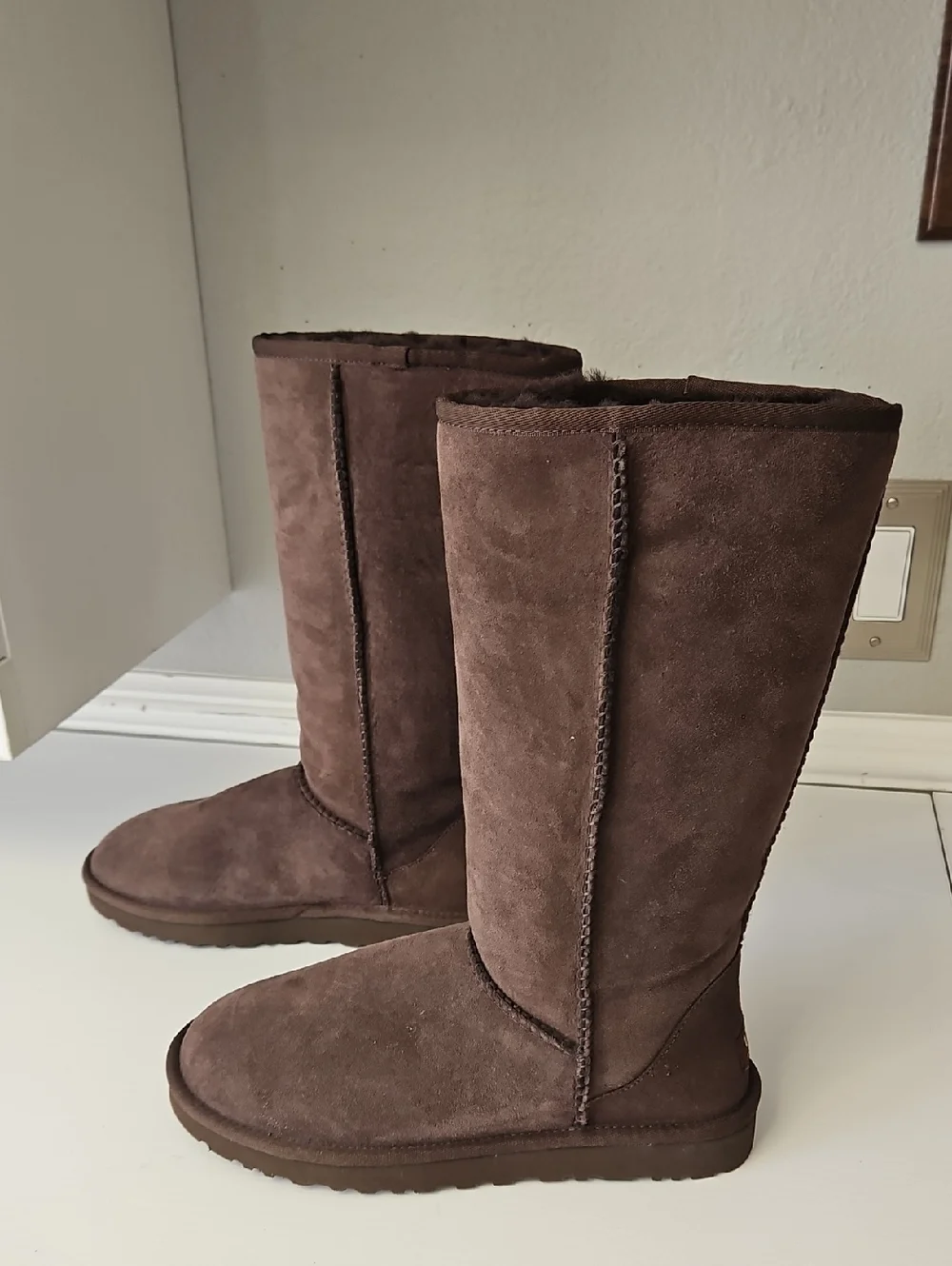 UGG Tall Suede Boots in Dark Brown